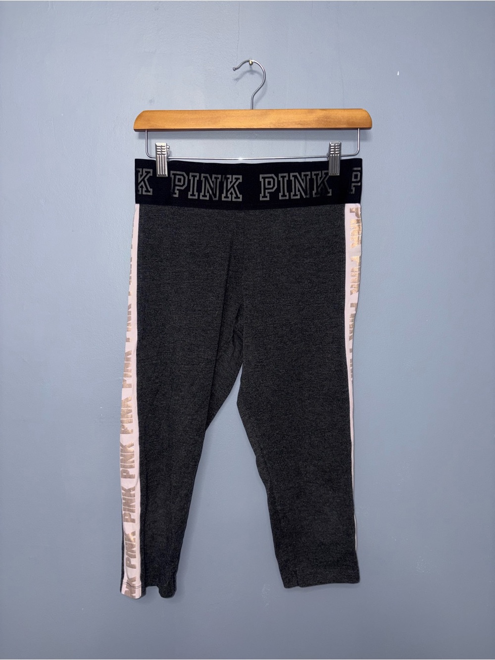 PINK | Charcoal Cropped Leggings | Size Medium